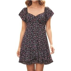 Rewind Womens Dress‎ XL Black Ditsy Floral Babydoll Retro Dark Fairy Grunge Y2K
